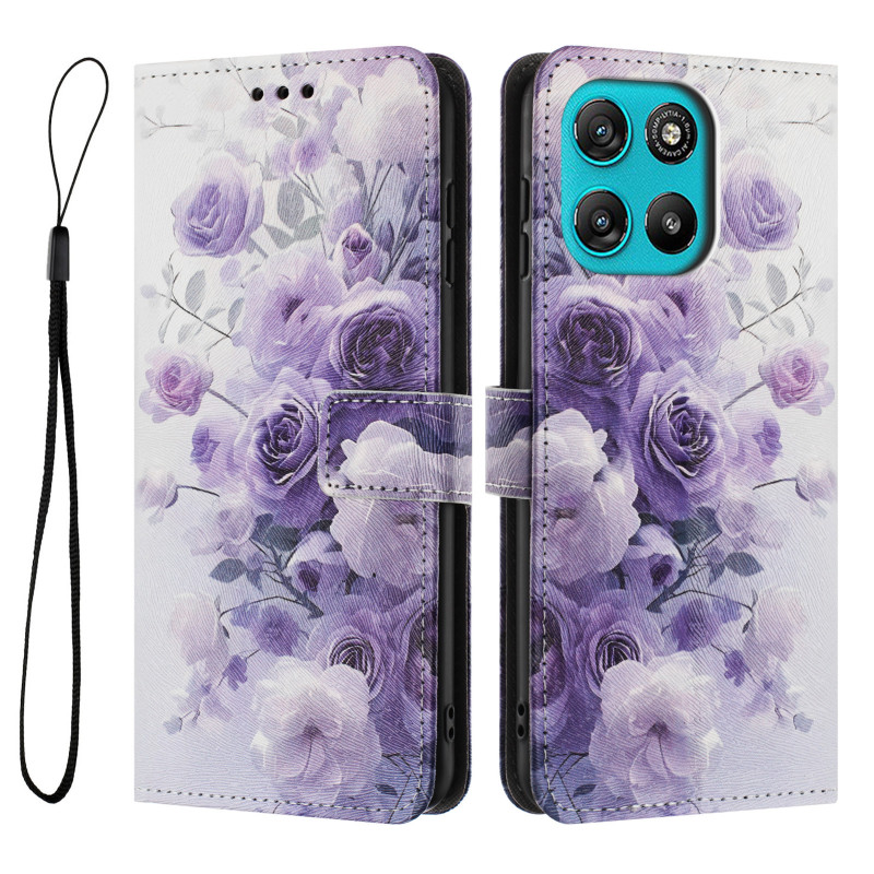 Housse Moto G67 Power / G57 Power Fleurs Violettes