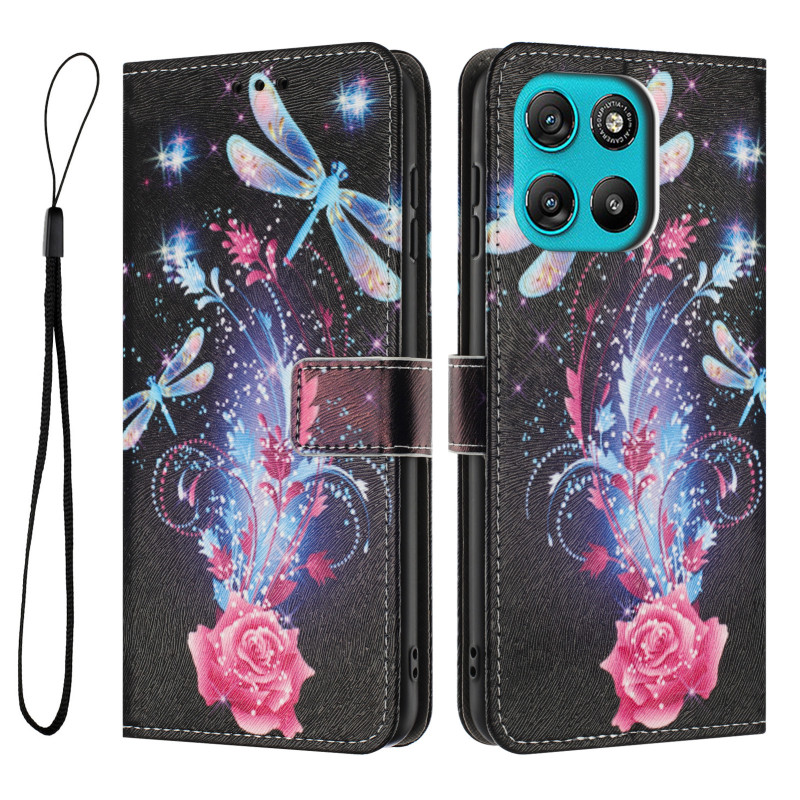 Housse Moto G67 Power / G57 Power Libellules et Fleurs