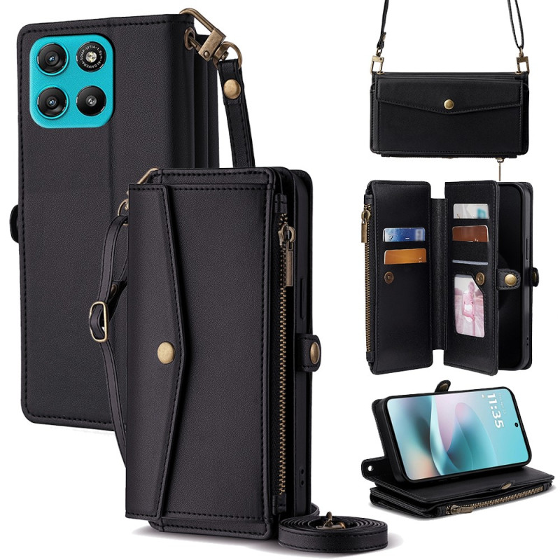 Housse Moto G67 Power Portefeuille avec Sangles