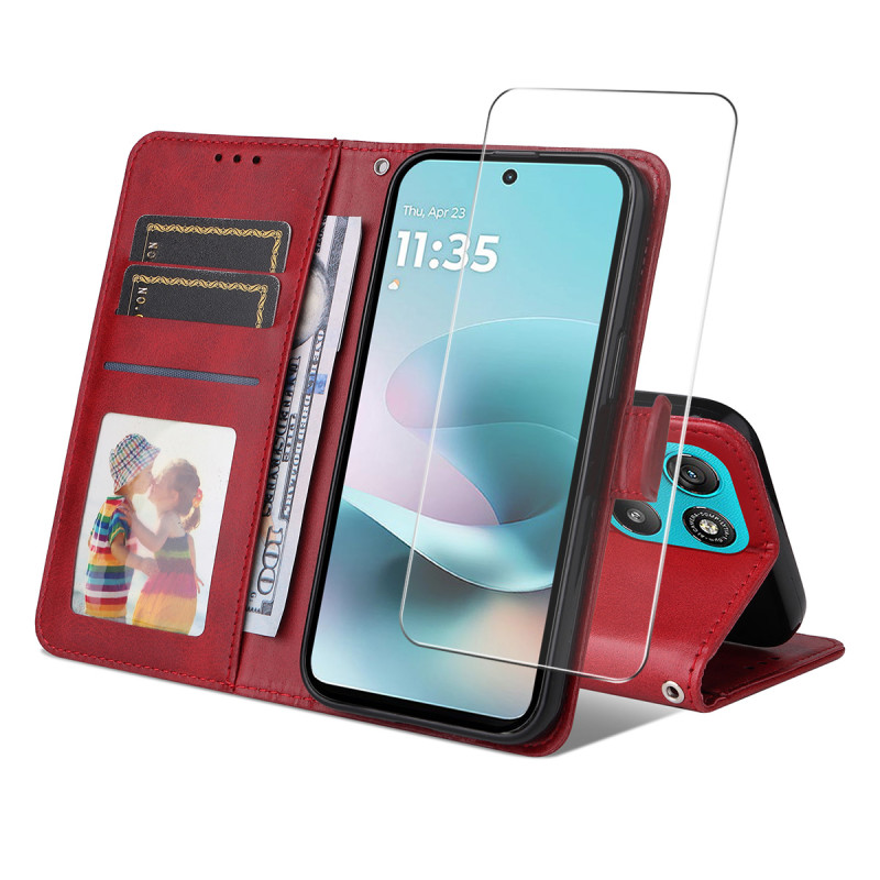 Housse Moto G67 Power Simili Cuir avec Protecteur Écran