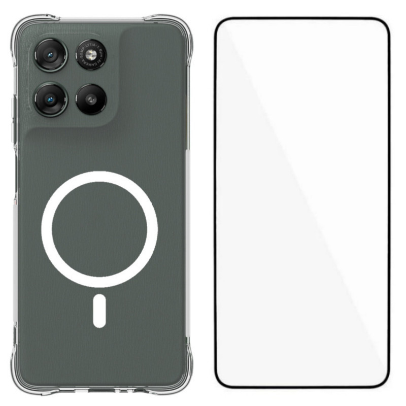 Coque Moto G67 Power Magnétique Transparente avec Protecteur Écran