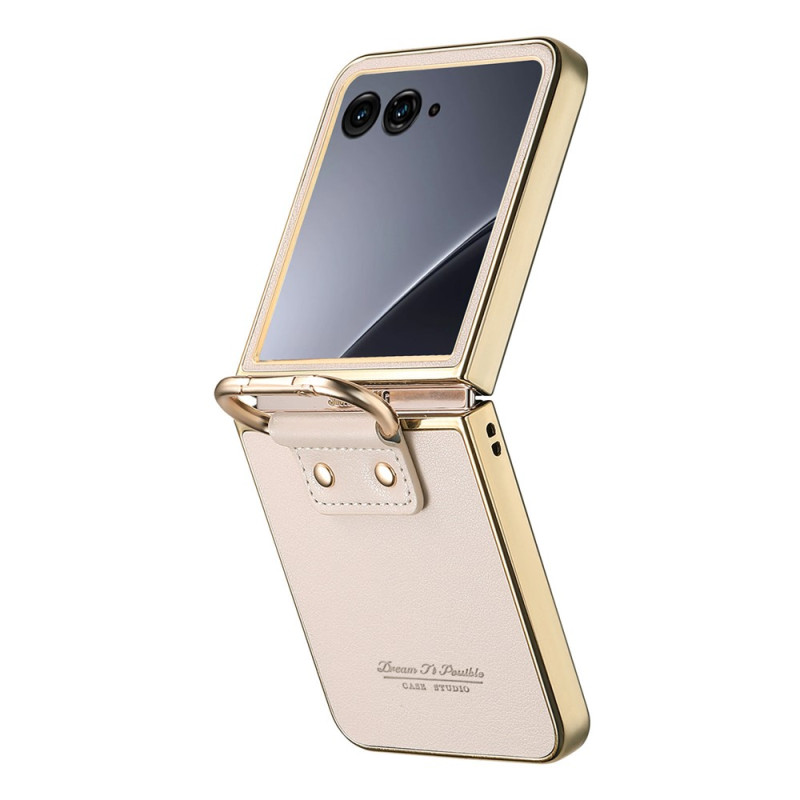Coque Motorola Razr 70 Ultra / 60 Ultra Effet Cuir avec Anneau-Support