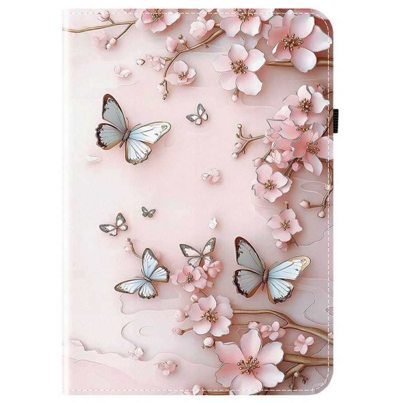 Housse iPad Air 13 (2026) 2025) (2024) / Pro 12.9 Papillons Roses