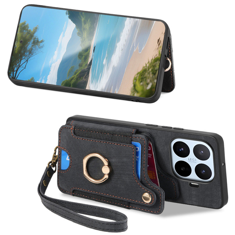 Coque Xiaomi 17T Pro Portefeuille à Lanière Rétro