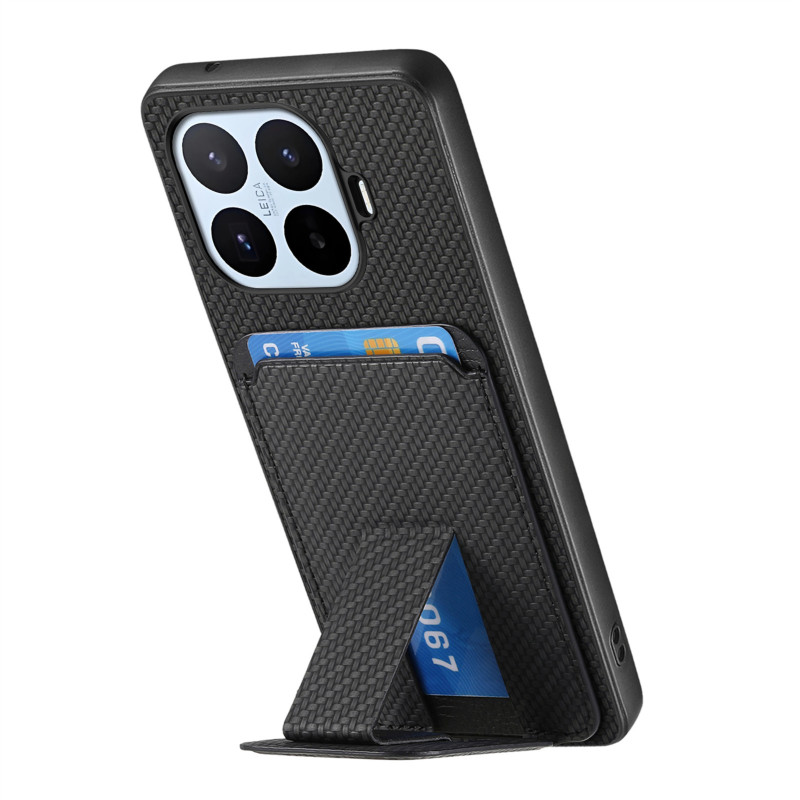 Coque Xiaomi 17T Fibre Carbone Porte-Cartes et Support