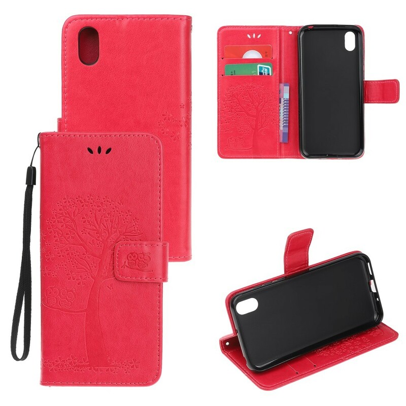 Housse Huawei Y5 2019 Arbre et Hiboux à Lanière