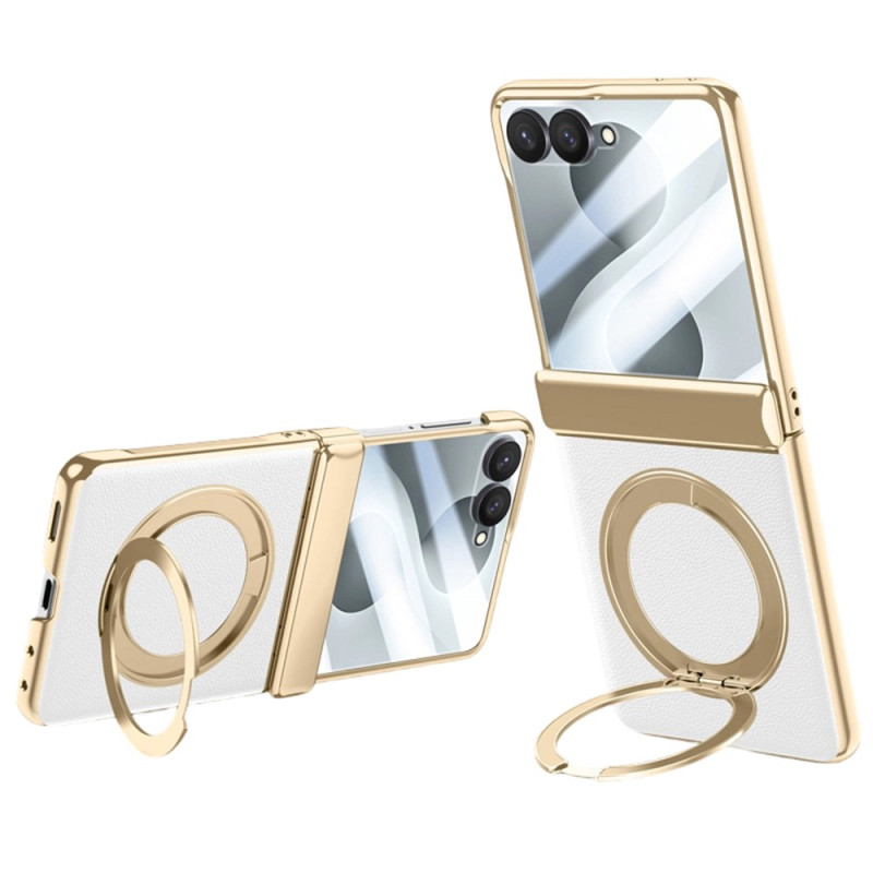 Coque Samsung Galaxy Z Flip 8 Magnétique Support Rotatif 360° Effet Cuir