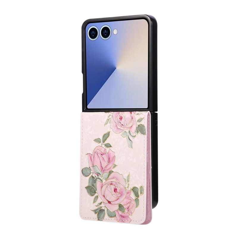 Coque Samsung Galaxy Z Flip 8 Porte-Carte Florale (protection RFID)