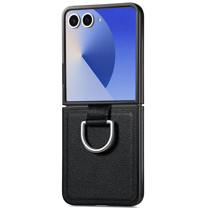 Coque Samsung Galaxy Z Flip 8 Effet Cuir Litchi avec Anneau Strass