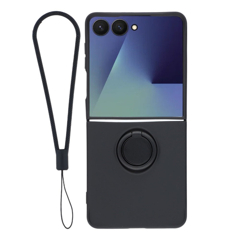 Coque Samsung Galaxy Z Flip 8 Silicone avec Anneau-Support et Dragonne