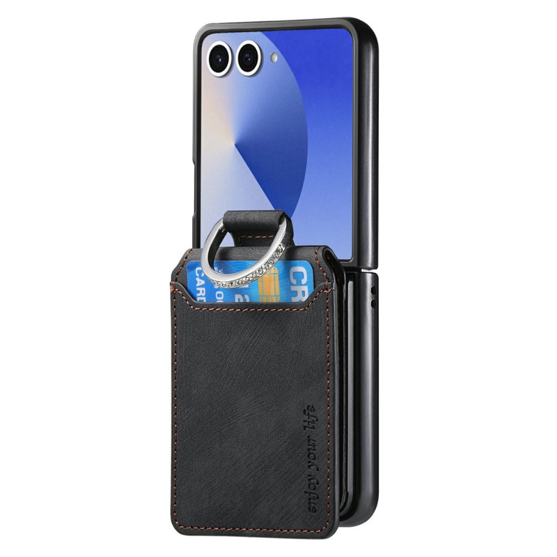 Coque Samsung Galaxy Z Flip 8 Porte-Cartes et Anneau Strass