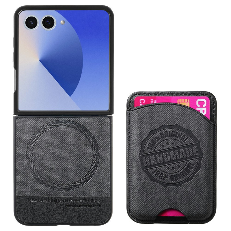 Coque Samsung Galaxy Z Flip 8 Magnétique Effet Denim avec Porte-Cartes Amovible