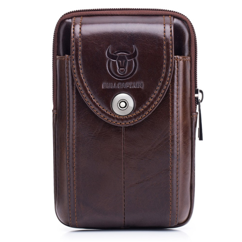 Sacoche Verticale en Cuir Véritable avec Crochet 17 × 11,5 × 3,8 cm BULLCAPTAIN