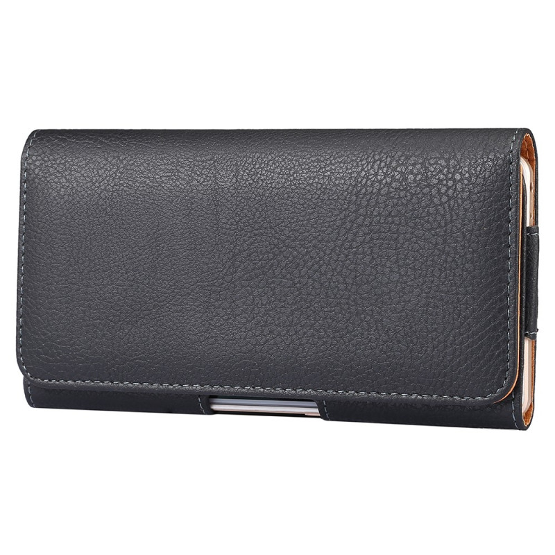 Étui Ceinture en Cuir PU Grain Litchi avec Clip pour Smartphone 6,7 à 6,9 Pouces
