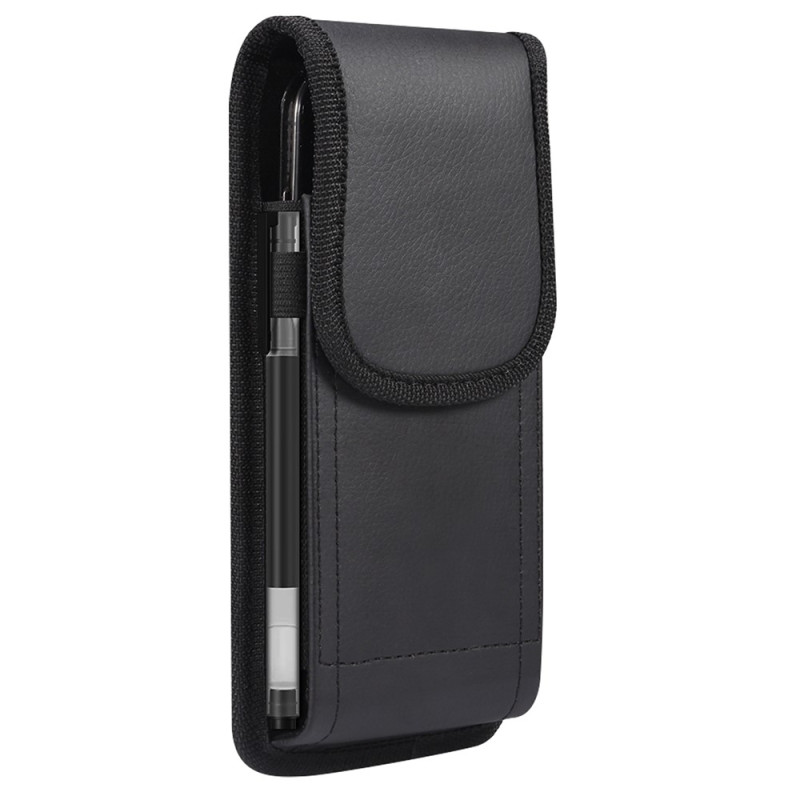 Étui Ceinture Vertical en Cuir PU Grain Litchi avec Fermeture Magnétique pour Smartphone 6,2 à 6,5 Pouces