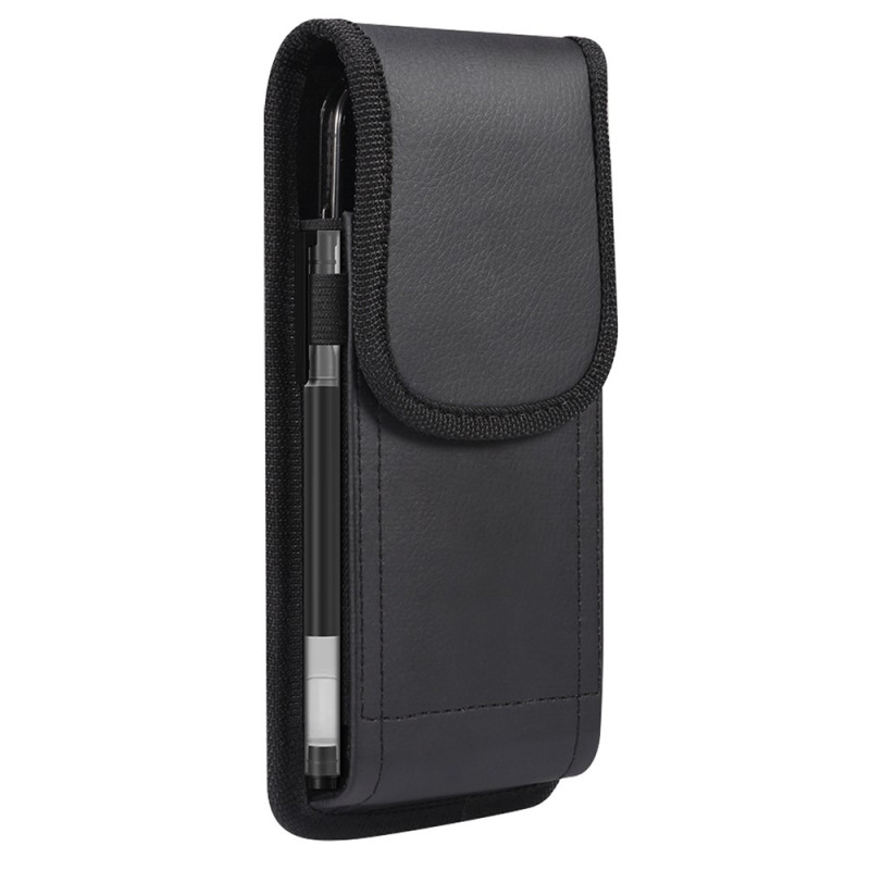 Étui Ceinture Vertical en Cuir PU Grain Litchi avec Fermeture Magnétique pour Smartphone 6,1 pouces