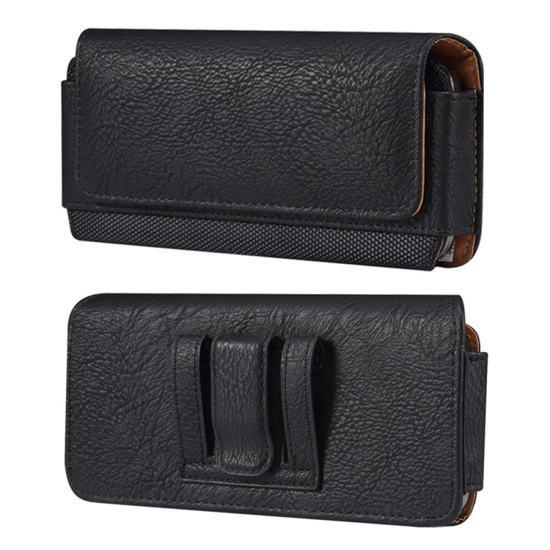 Étui Ceinture Horizontal en Cuir PU Texture Cuir et Nylon pour Smartphone 4,7 à 5,4 pouces
