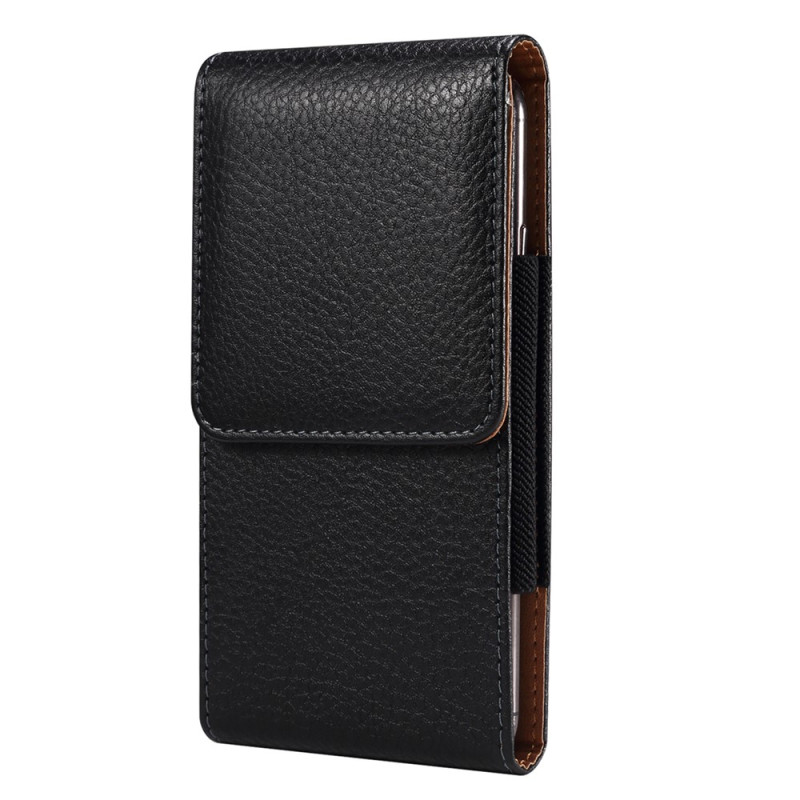 Étui Ceinture Vertical en Cuir PU Grain Litchi avec Clip pour Smartphone 6,7 à 6,9 pouces