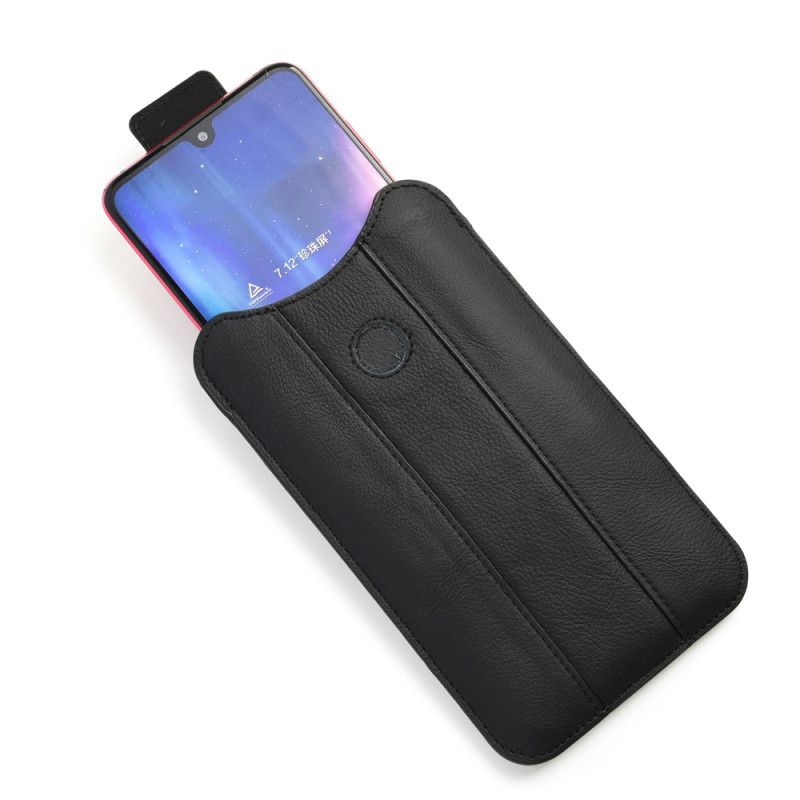 Étui Ceinture Vertical en Cuir Véritable Pleine Fleur pour Smartphone 6,4 à 7,2 pouces