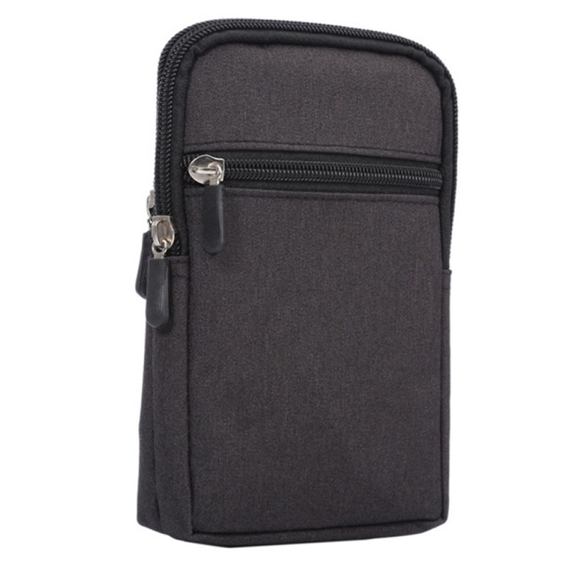 Pochette Ceinture Universelle Imperméable en Nylon avec Fermeture Zippée et Mousqueton pour Smartphone jusqu'à 6,5 pouces