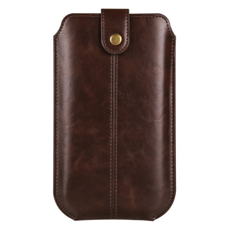Étui Ceinture Universel en Cuir PU Effet Crazy Horse pour Smartphone 6,7 pouces avec Porte-Carte