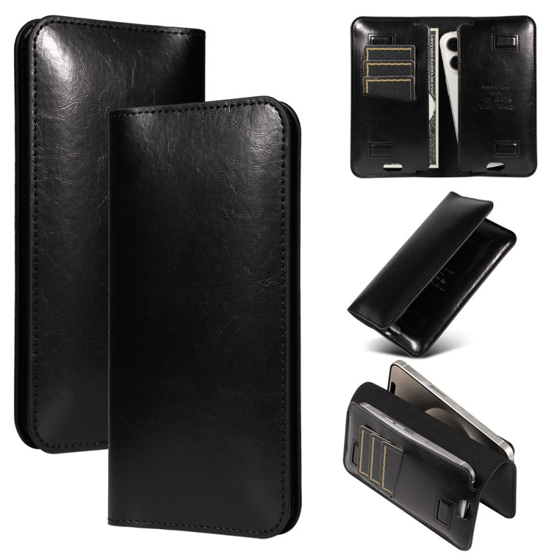 Étui Ceinture Horizontal en Cuir Véritable pour Smartphone 7 pouces