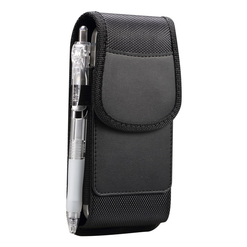 Étui Ceinture Universel en Nylon Oxford et Cuir pour Smartphone 6,7 à 6,9 pouces avec Porte-Carte