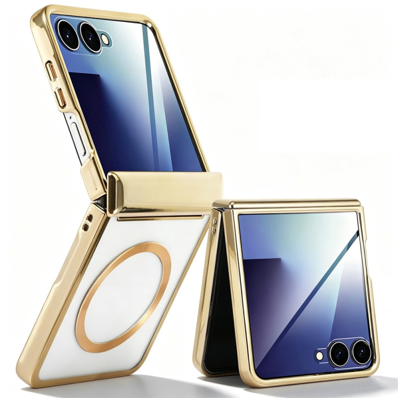 Coque Samsung Galaxy Z Flip 8 Magnétique Rebords Effet Métal