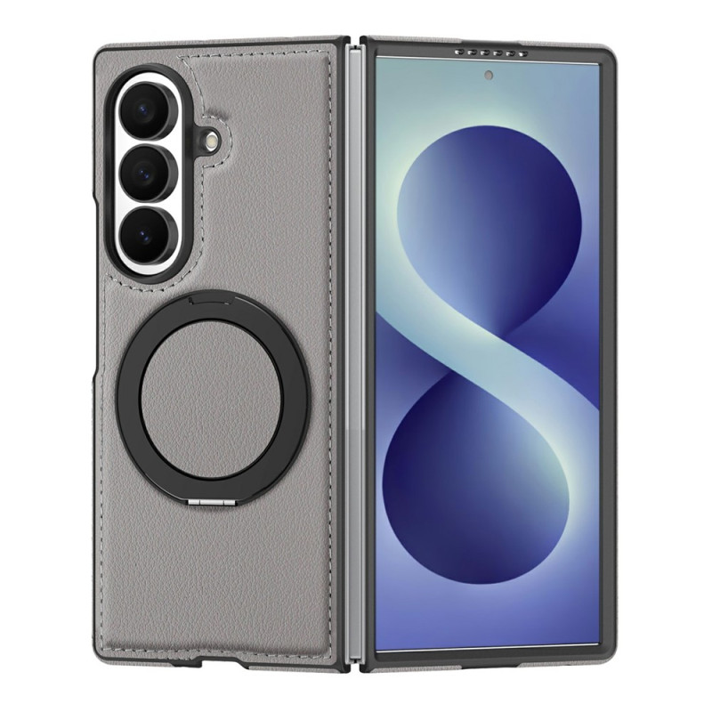 Coque Samsung Galaxy Z Fold 8 Ultra Magnétique Effet Cuir avec Anneau Rotatif