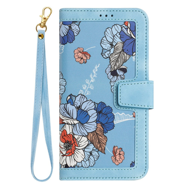 Housse Oppo Reno 16 F 5G Motif Floral à Lanière