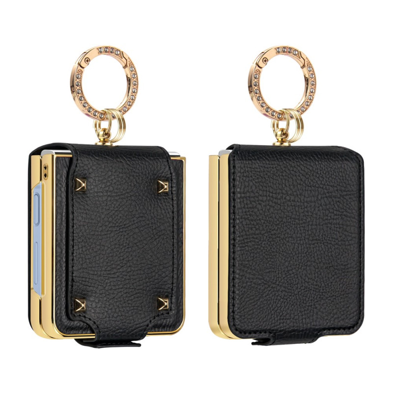 Coque Samsung Galaxy Z Flip 8 Effet Cuir et Anneau