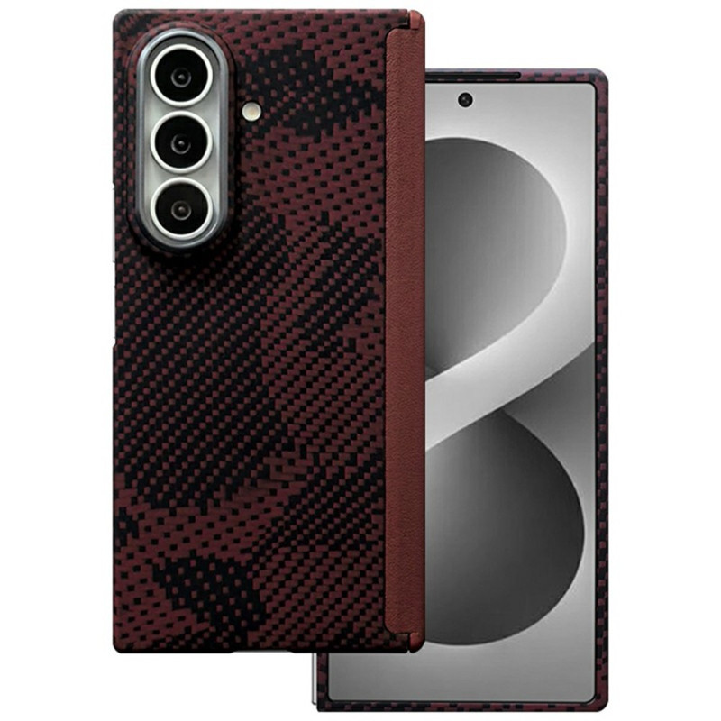 Coque Samsung Galaxy Z Fold 8 Ultra Magnétique Fibre d’Aramide Rouge avec Protection de Charnière