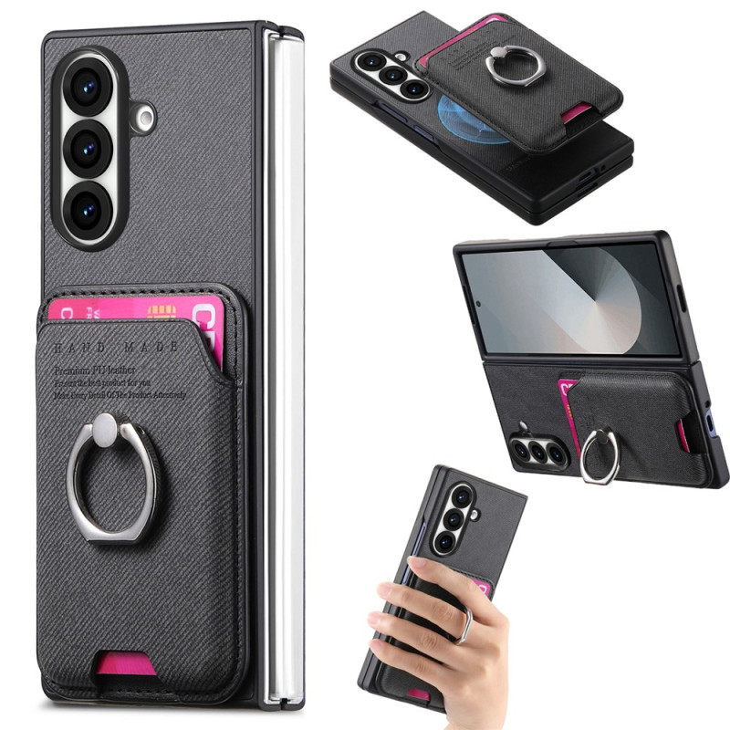 Coque Samsung Galaxy Z Fold 8 Ultra Magnétique Effet Sergé avec Porte-Cartes