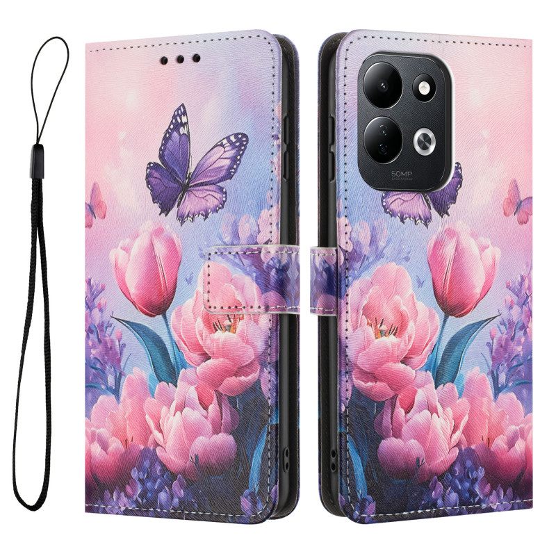 Housse Xiaomi Redmi 17 5G / 4G Tulipes et Papillon