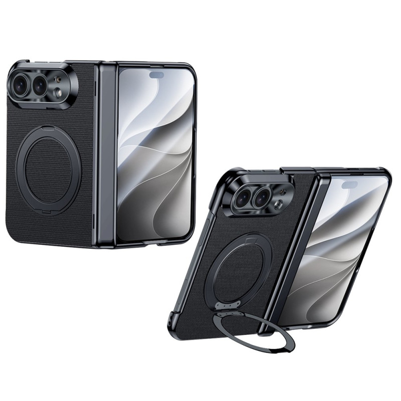 Coque iPhone Duo Magnétique Tissu avec Support 360° et Verre Trempé