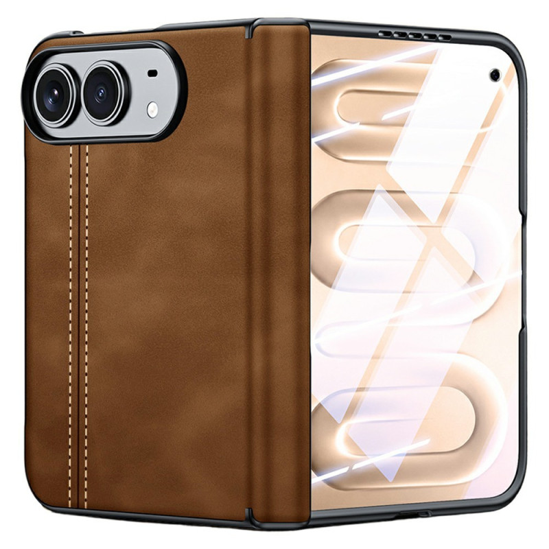 Coque iPhone Duo Effet Cuir avec Verre Trempé