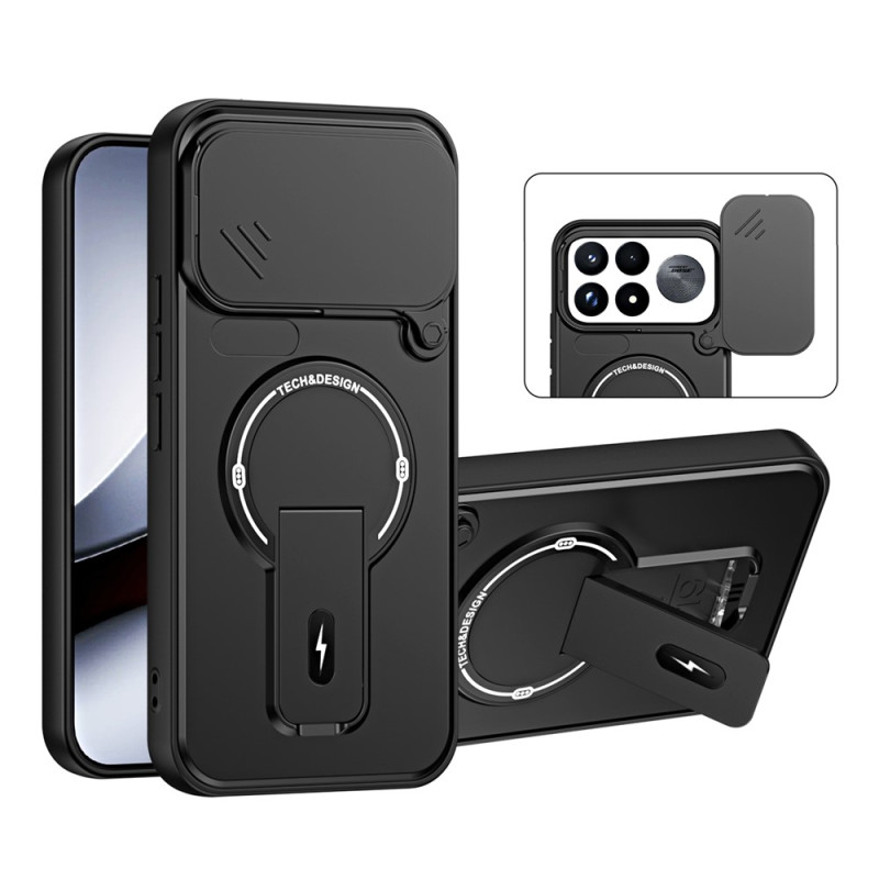 Coque Poco F9 Ultra Cache Caméra Coulissant et Support Multi-Angle