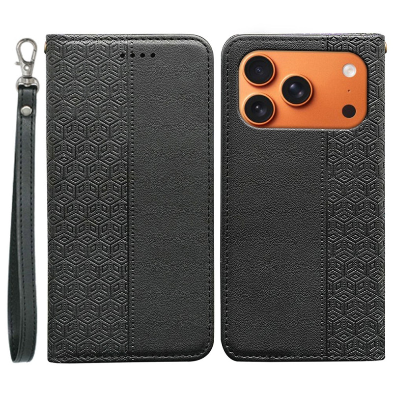 Housse iPhone 18 Pro / 17 Pro Motif Quadrillé avec Lanière
