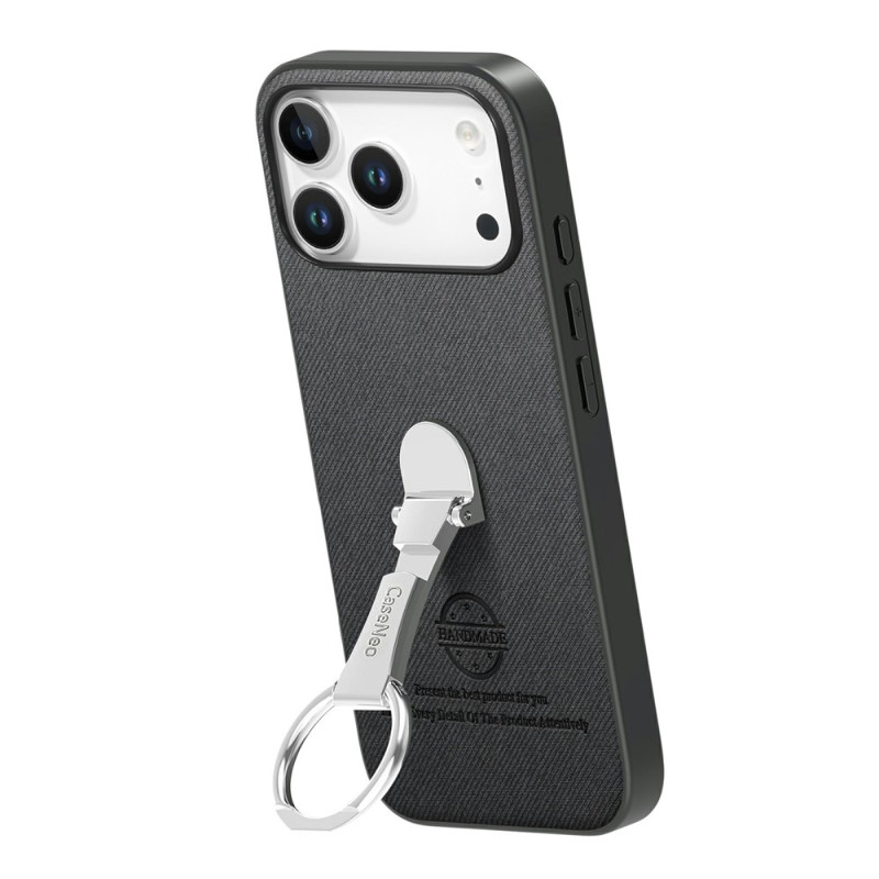 Coque iPhone 18 Pro / 17 Pro Effet Sergé avec Anneau Support Pliable
