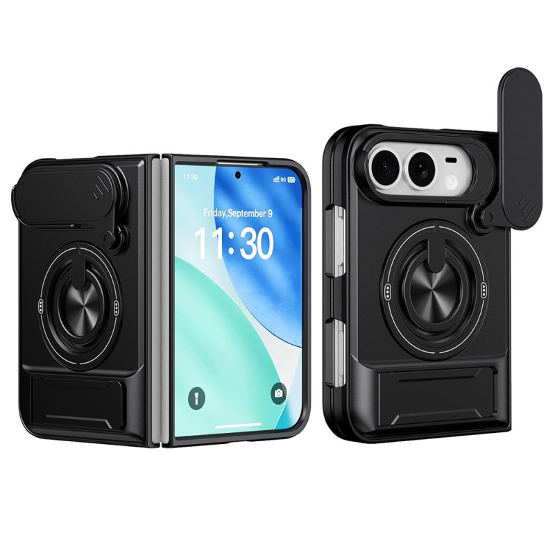Coque iPhone Duo Magnétique avec Cache Caméra et Anneau Rotatif