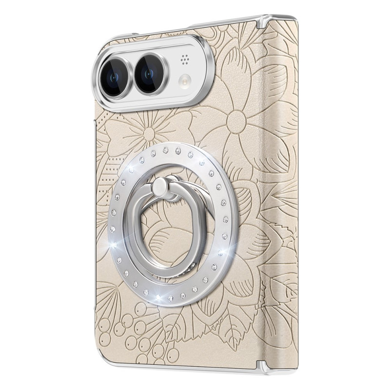 Coque iPhone Duo Magnétique avec Anneau Strass Rotatif