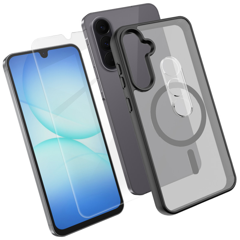 Coque Samsung Galaxy A18 4G Magnétique 3-en-1 avec Verre Trempé et Protection Caméra