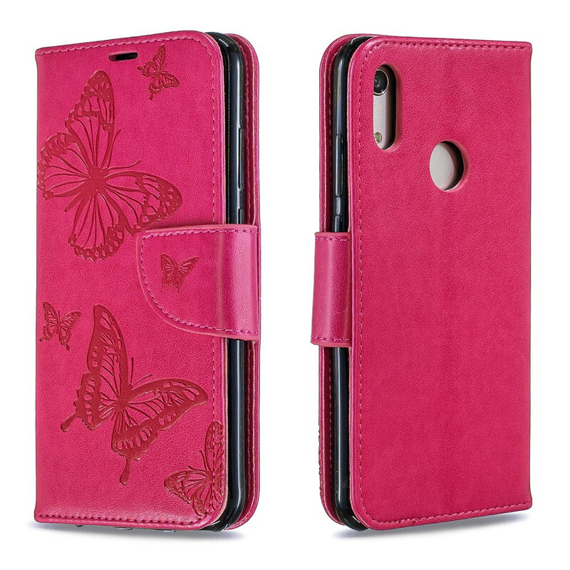 Housse Huawei Y6 2019 Papillons et Rabat Oblique Housse Huawei Y6 2019 Papillons et Rabat Oblique