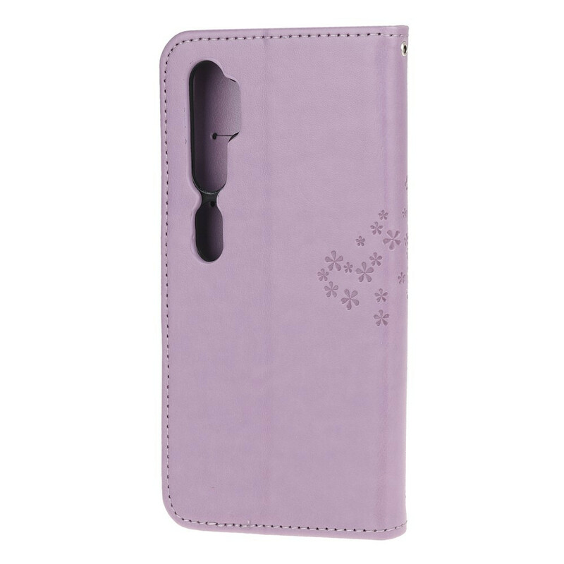 Housse Xiaomi Mi Note 10 Arbre et Hiboux à Lanière