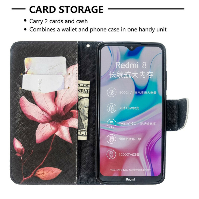 Housse Xiaomi Redmi 8 Fleur Rose Housse Xiaomi Redmi 8 Fleur Rose