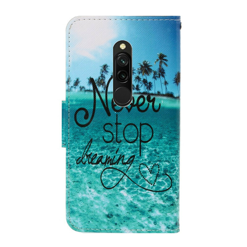 Housse Xiaomi Redmi 8 Never Stop Dreaming Marine à Lanière