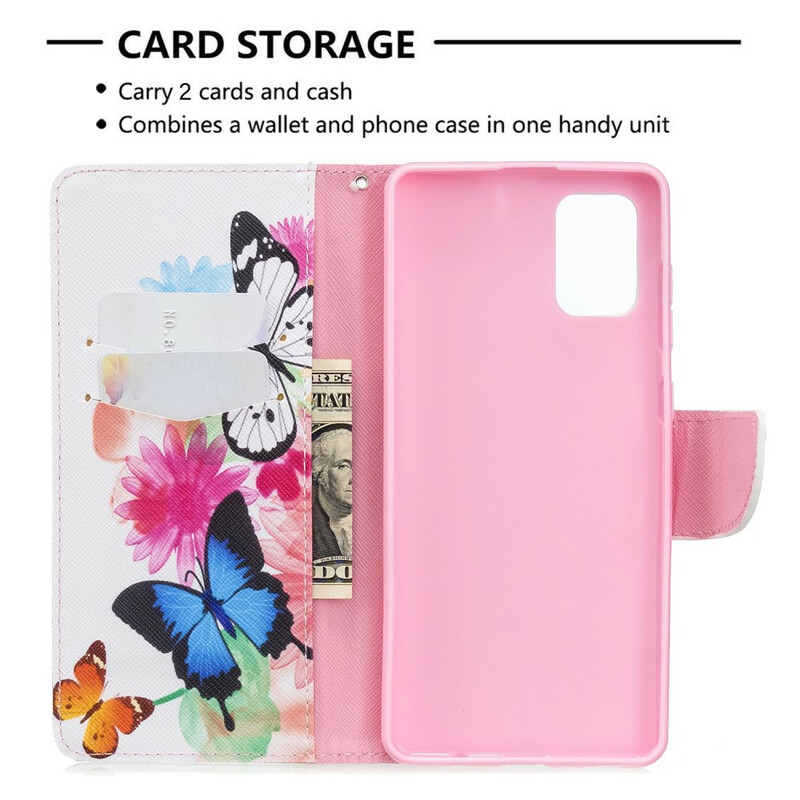 Housse Samsung Galaxy A71 Papillons et Fleurs Peints