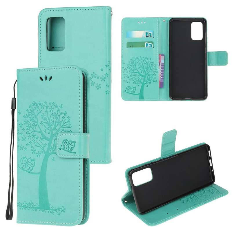 Housse Samsung Galaxy S20 Arbre et Hiboux à Lanière