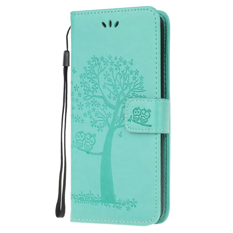 Housse Samsung Galaxy S20 Arbre et Hiboux à Lanière
