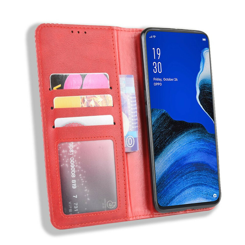 Flip Cover Oppo Reno 2Z Effet Cuir Vintage Stylisé Flip Cover Oppo Reno 2Z Effet Cuir Vintage Stylisé